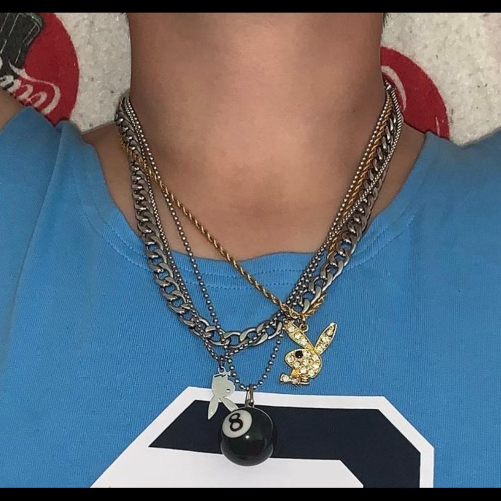 Upside down Playboy bunny necklace. Unisex - Picture 2 of 4